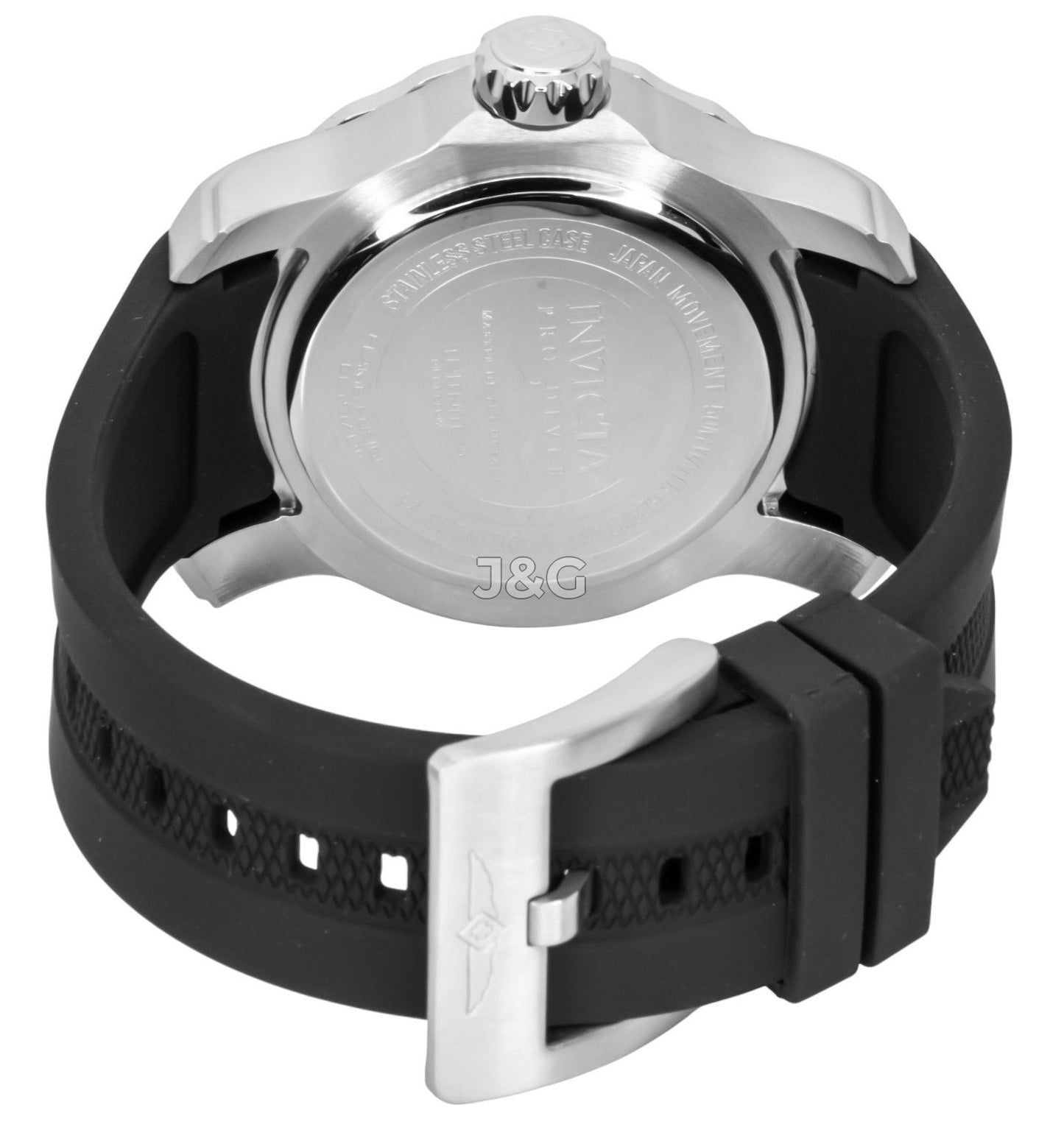 Invicta Pro Diver Quartz movement Black Silicone Male INV45735. A brand-new Invicta Pro Diver watch featuring a Black dial and a Silicone strap. Front view. - view 4