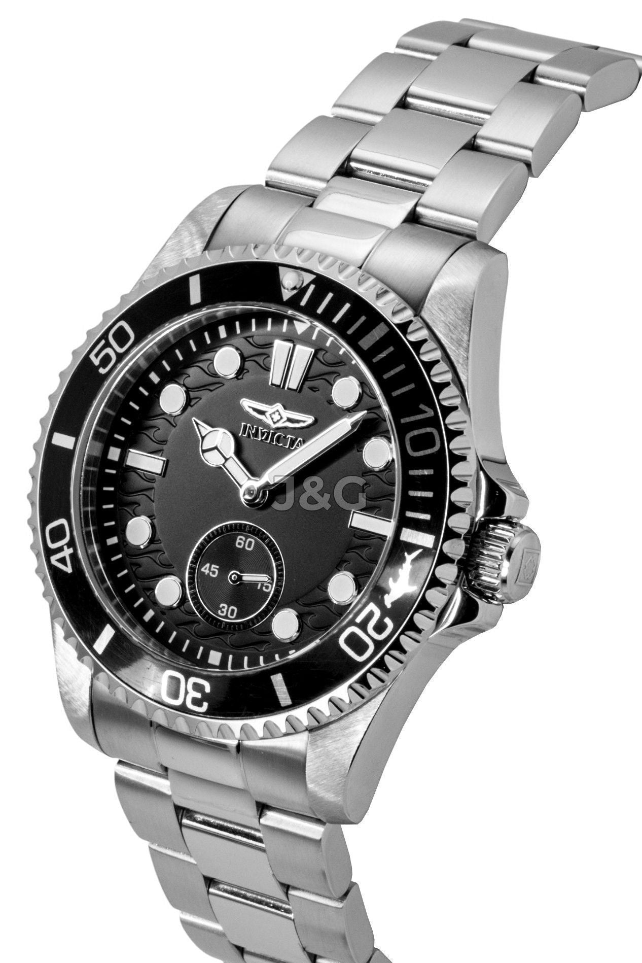 Invicta Pro Diver Quartz movement Black Stainless steel Male INV49421. A brand-new Invicta Pro Diver watch featuring a Black dial and a Stainless steel strap. Front view. - view 3