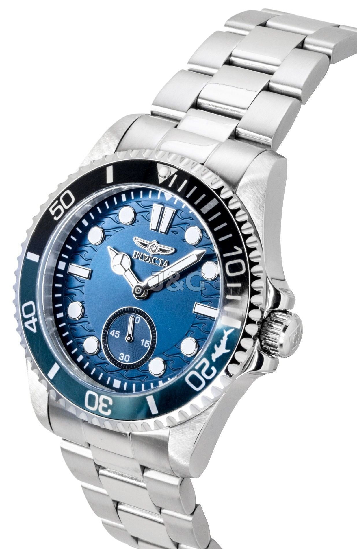 Invicta Pro Diver Quartz movement Blue Stainless steel Male INV49432. A brand-new Invicta Pro Diver watch featuring a Blue dial and a Stainless steel strap. Front view. - view 3