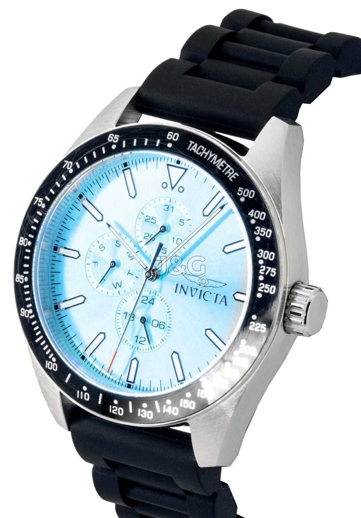Invicta Quartz movement Blue Silicone Male INV48856. A brand-new Invicta watch featuring a Blue dial and a Silicone strap. Side view. - view 3