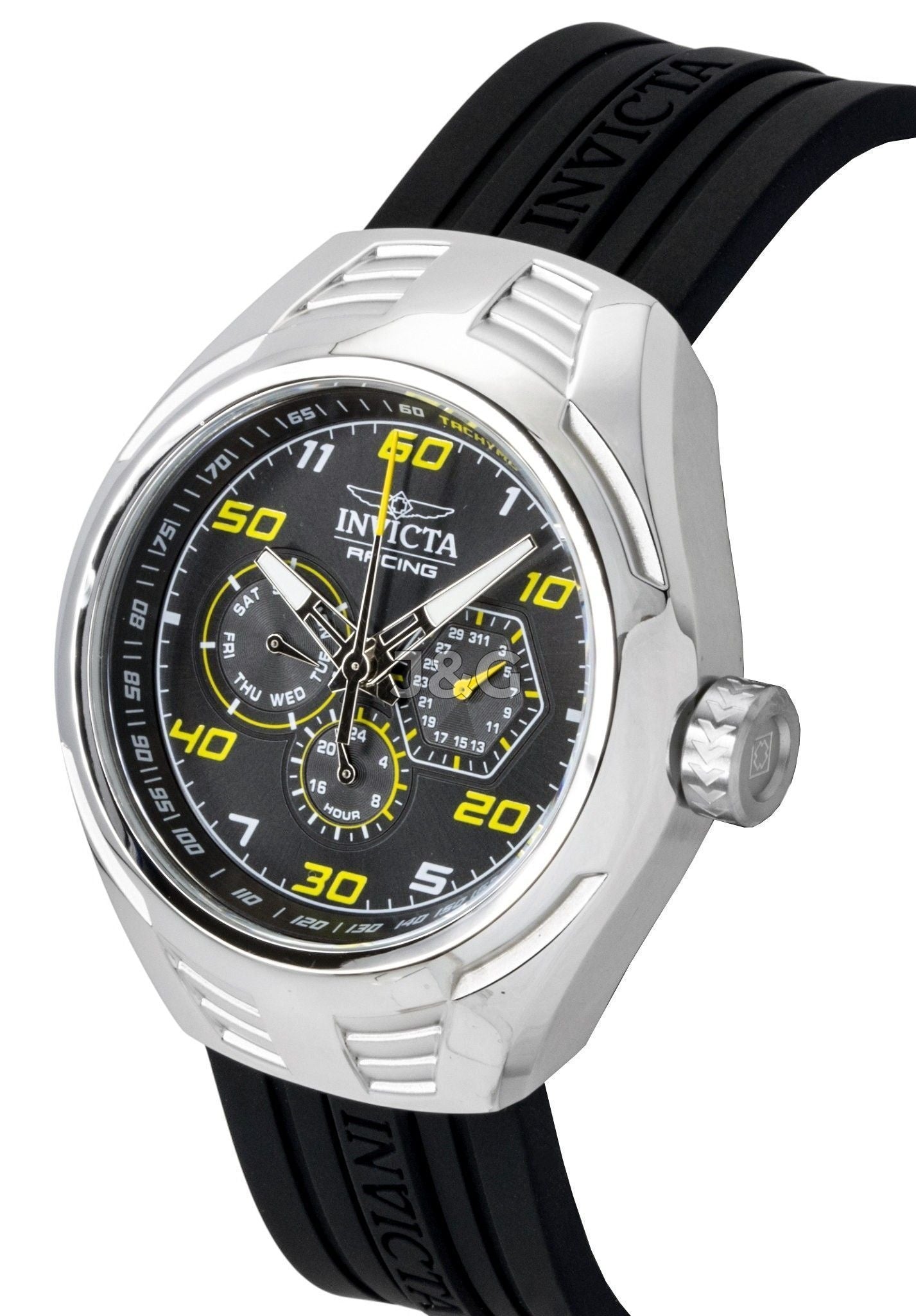 Invicta Racing Automatic movement Black Silicone Male INV47724. A brand-new Invicta Racing watch featuring a Black dial and a Silicone strap. Side view. - view 3