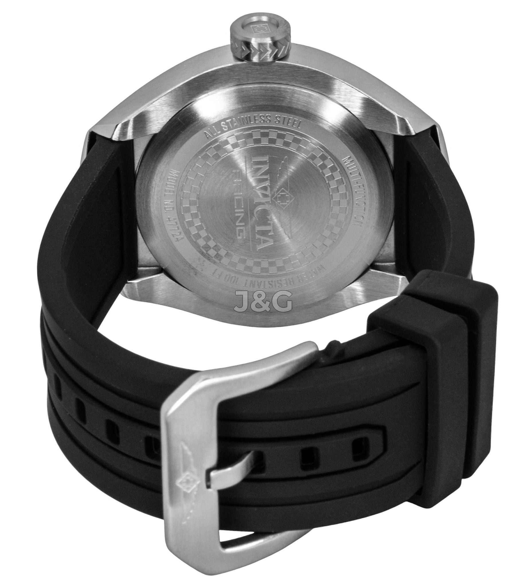 Invicta Racing Automatic movement Black Silicone Male INV47724. A brand-new Invicta Racing watch featuring a Black dial and a Silicone strap. Side view. - view 4