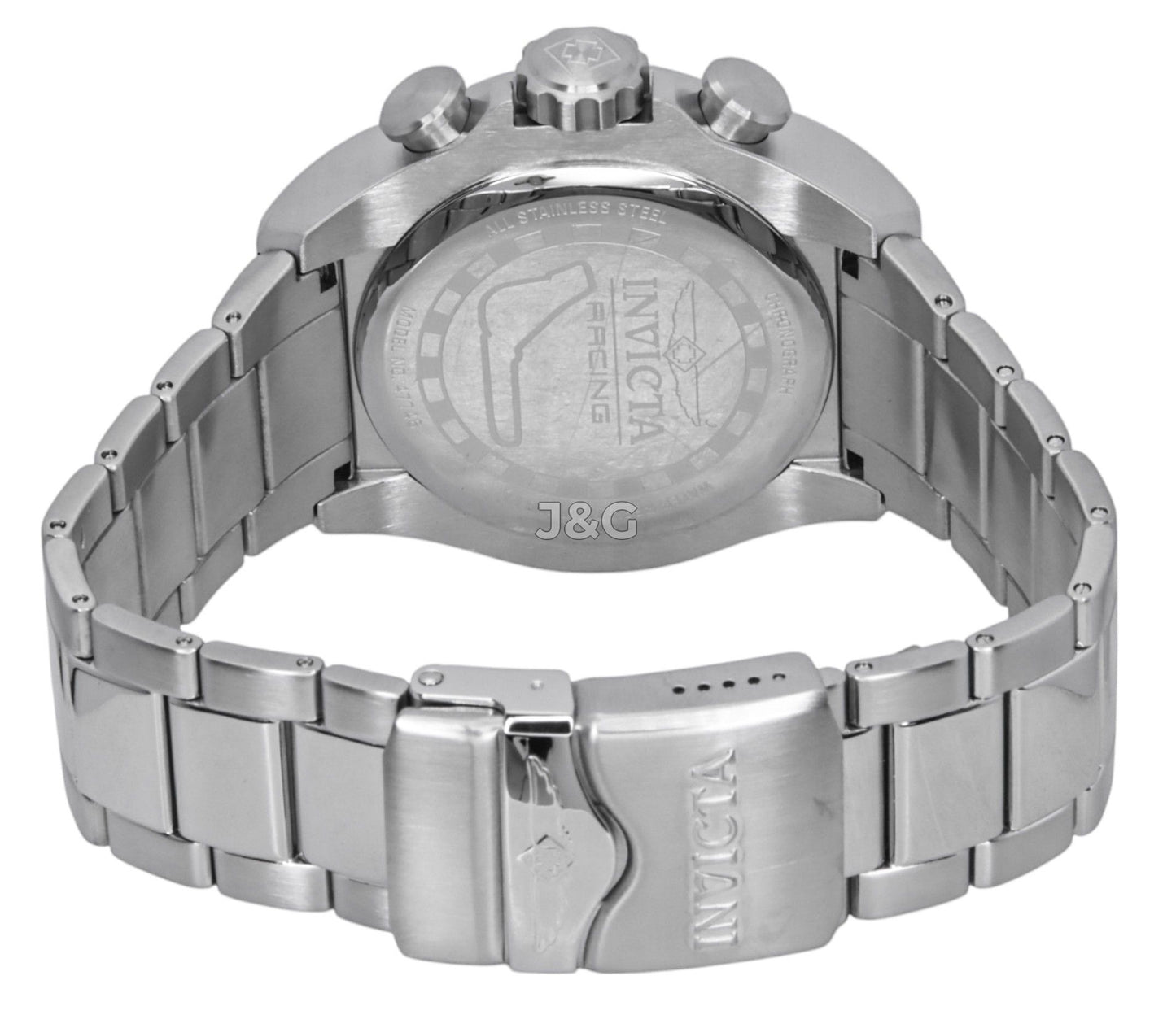 Invicta Racing Quartz movement White Stainless steel Male INV47746. A brand-new Invicta Racing watch featuring a White dial and a Stainless steel strap. Angled view. - view 4