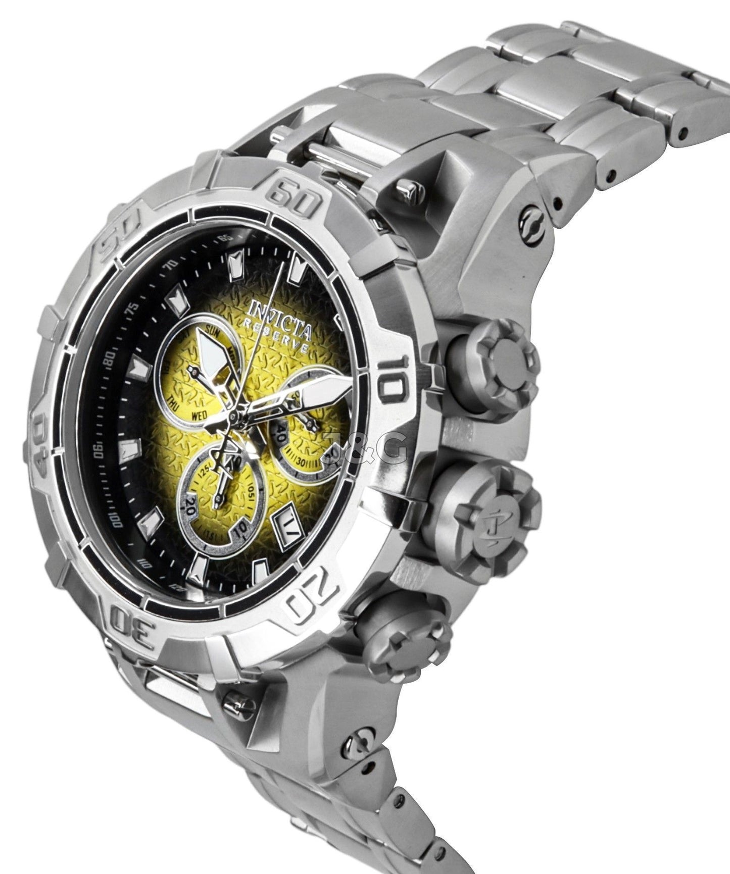 Invicta Reserve Quartz movement Black Male INV47848. A brand-new Invicta Reserve watch featuring a Black dial. Angled view. - view 3