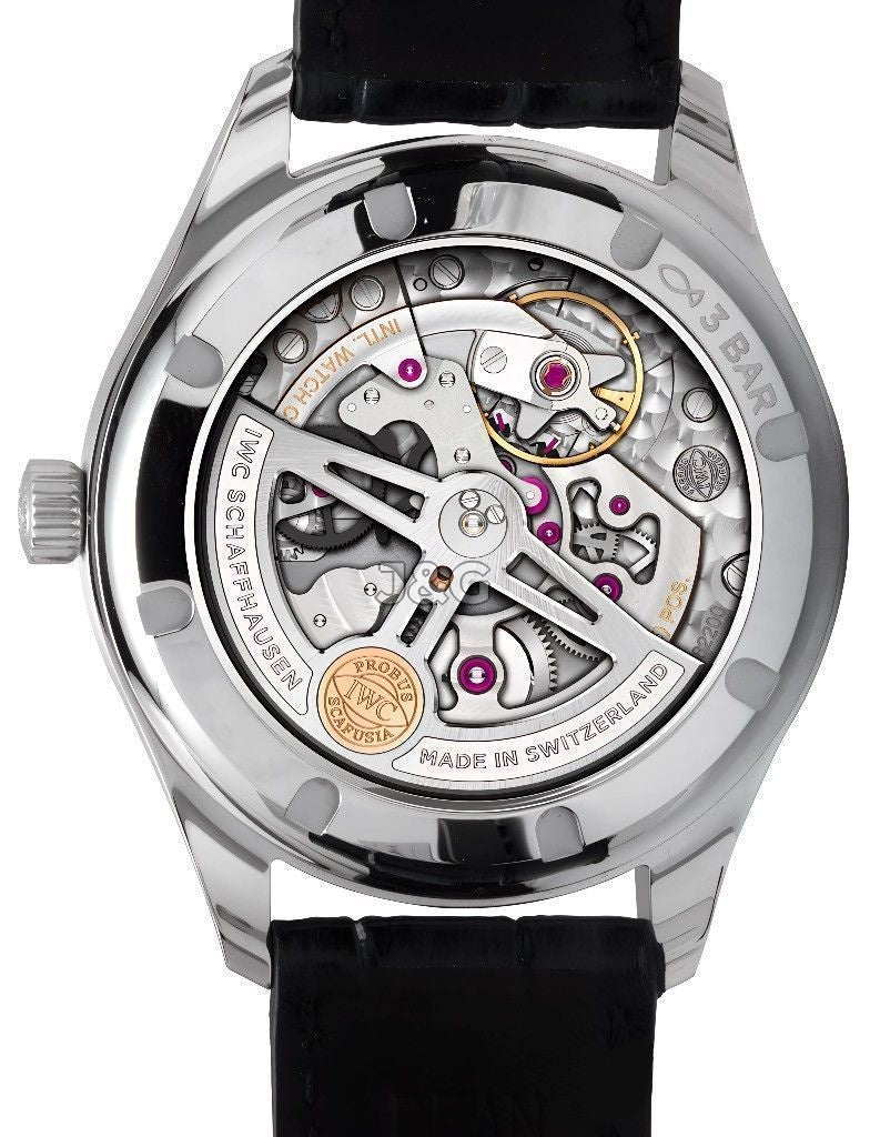 IWC Portugieser Automatic movement Silver Leather Male IW358304. A brand-new IWC Portugieser watch featuring a Silver dial and a Leather strap. Side view. - view 5