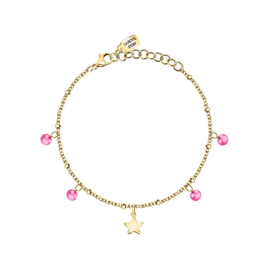 La Petite Story Gold Tone Steel Bracelet With Pink Zircon. A brand-new La Petite Story watch. Front view.