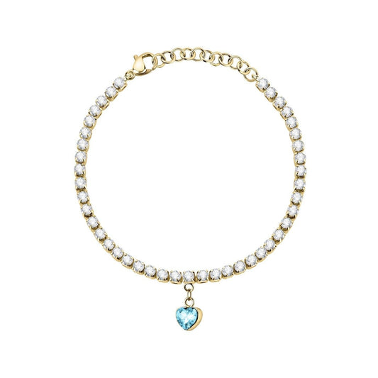 La Petite Story Gold Tone Steel Love Bracelet With Aqua And. A brand-new La Petite Story watch. Front view.