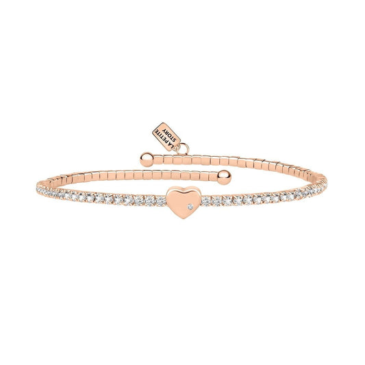 La Petite Story Rose Gold Brass Bracelet With Clear Crystal. A brand-new La Petite Story watch. Angled view.