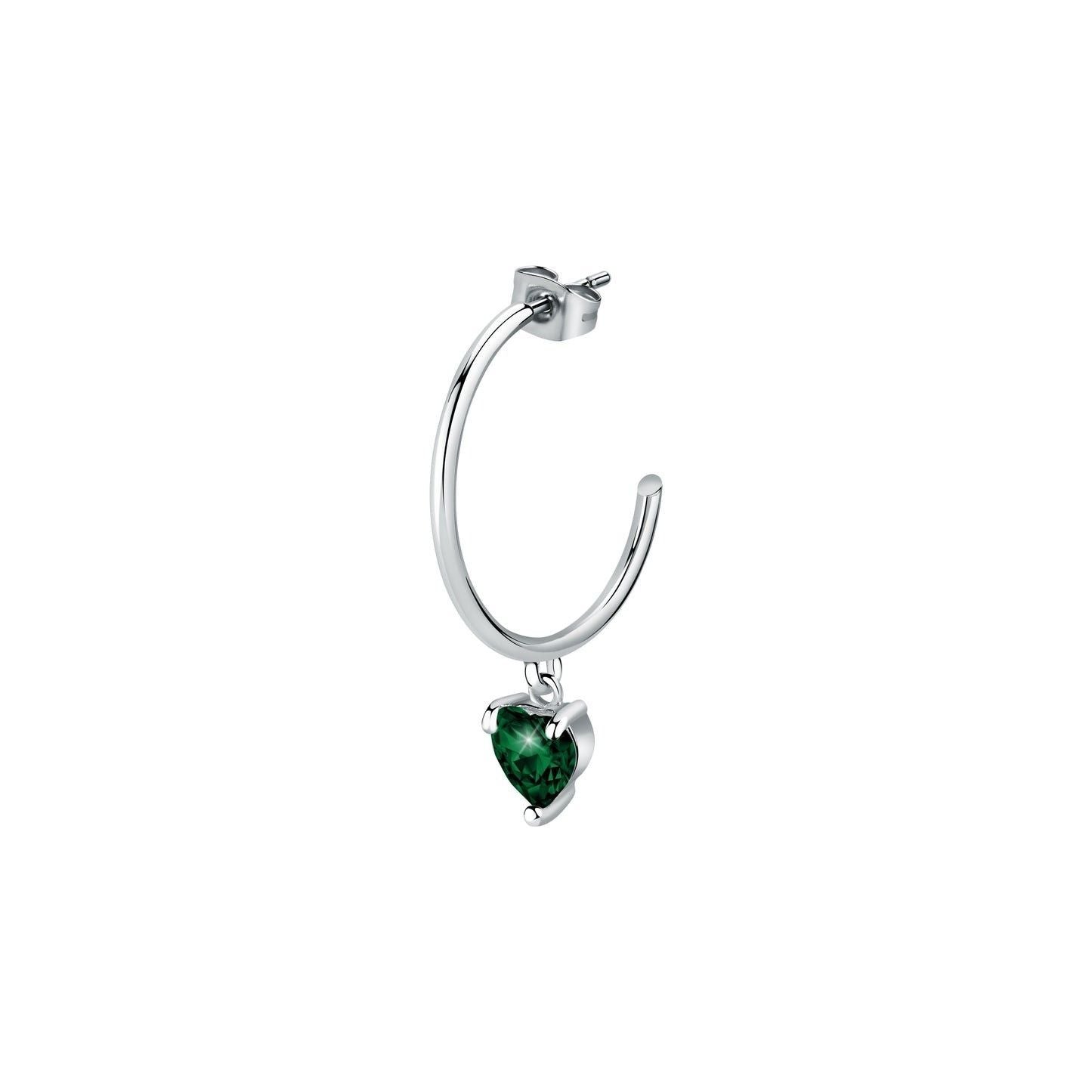 La Petite Story Single Steel Earrings With Green Crystal. A brand-new La Petite Story watch. Side view.