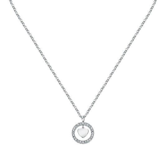 La Petite Story Steel Hoop Necklace With Clear Crystal. A brand-new La Petite Story watch. Side view.