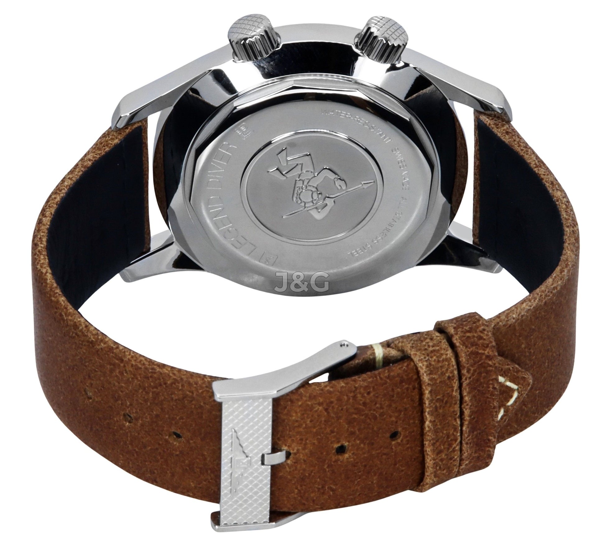 Longines Legend Diver Automatic movement Blue Leather Male L3.774.4.60.2. A brand-new Longines Legend Diver watch featuring a Blue dial and a Leather strap. Front view. - view 4