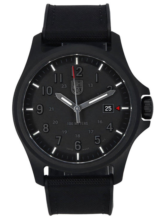 Luminox Atacama Field Urban Adventure Rubber Strap Black. A brand-new Luminox watch featuring a Black dial and a Rubber strap. Angled view.