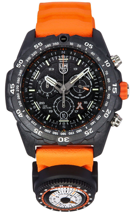 Luminox Bear Grylls Survival Master Series Chronograph. A brand-new Luminox Bear Grylls watch featuring a Rubber strap. Front view.