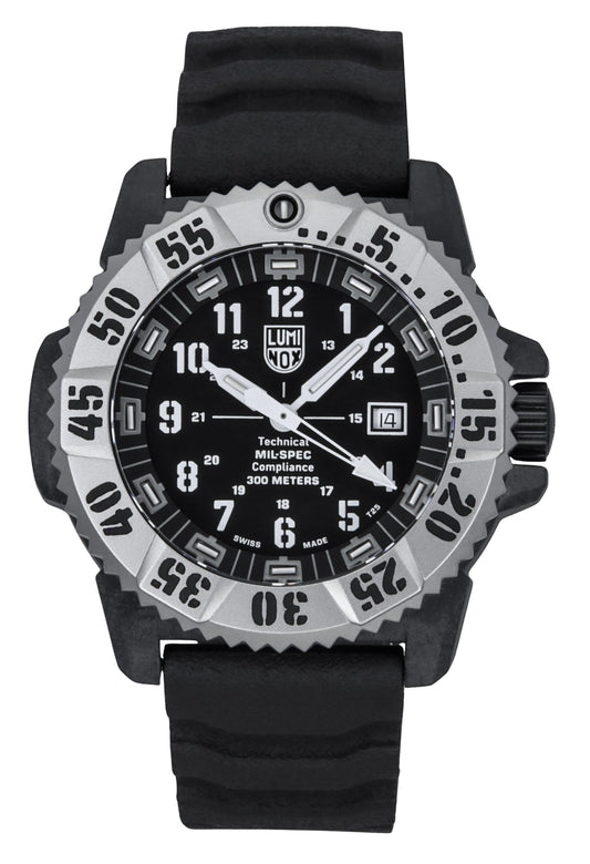 Luminox MIL-SPEC Rubber And Nylon Strap Black Dial Quartz. A brand-new Luminox MIL-SPEC watch featuring a Black dial and a Nylon strap. Front view.