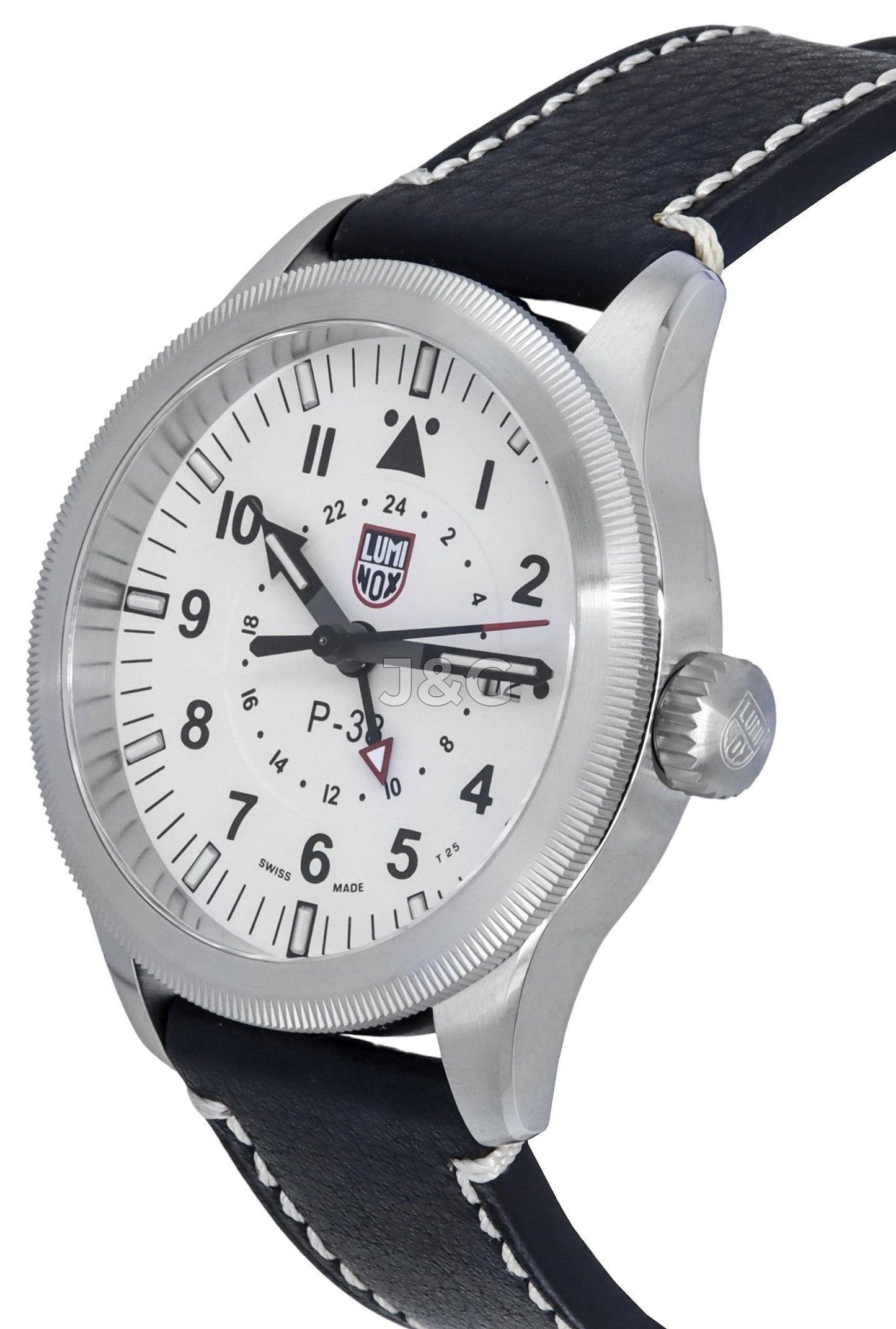 Luminox Air Date display White Leather Male XA.9527. A brand-new Luminox Air watch featuring a White dial and a Leather strap. Front view. - view 2