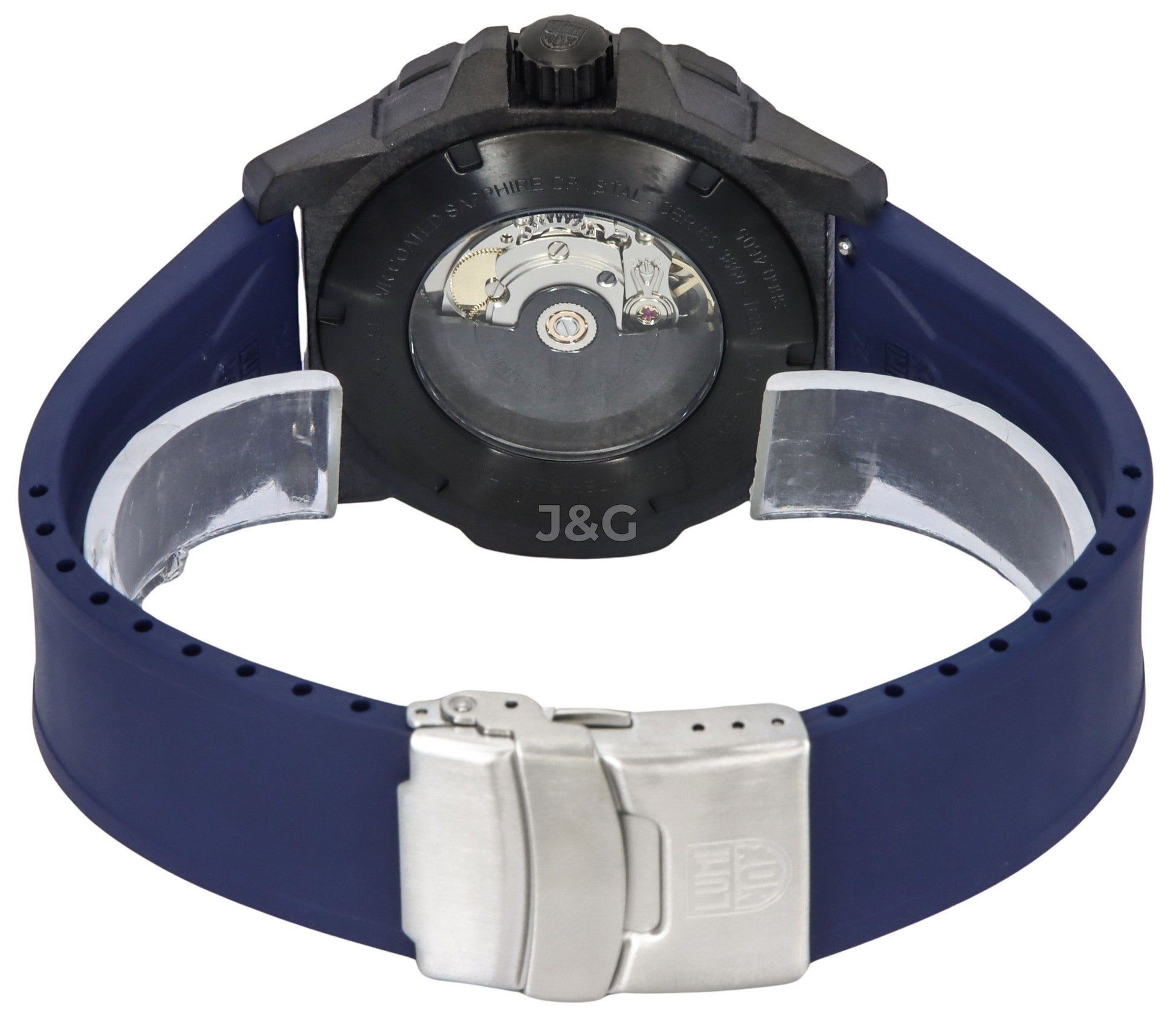 Luminox Anti-reflective Blue Rubber Male XS.3863. A brand-new Luminox watch featuring a Blue dial and a Rubber strap. Front view. - view 3