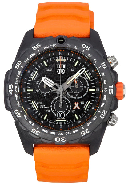 Luminox Bear Grylls Anti-reflective Blue Rubber Male XB.3749. A brand-new Luminox Bear Grylls watch featuring a Blue dial and a Rubber strap. Angled view. - view 3