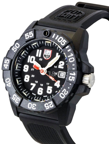 Luminox Luminous hands Black Rubber Male XS.3501.F. A brand-new Luminox watch featuring a Black dial and a Rubber strap. Angled view. - view 3