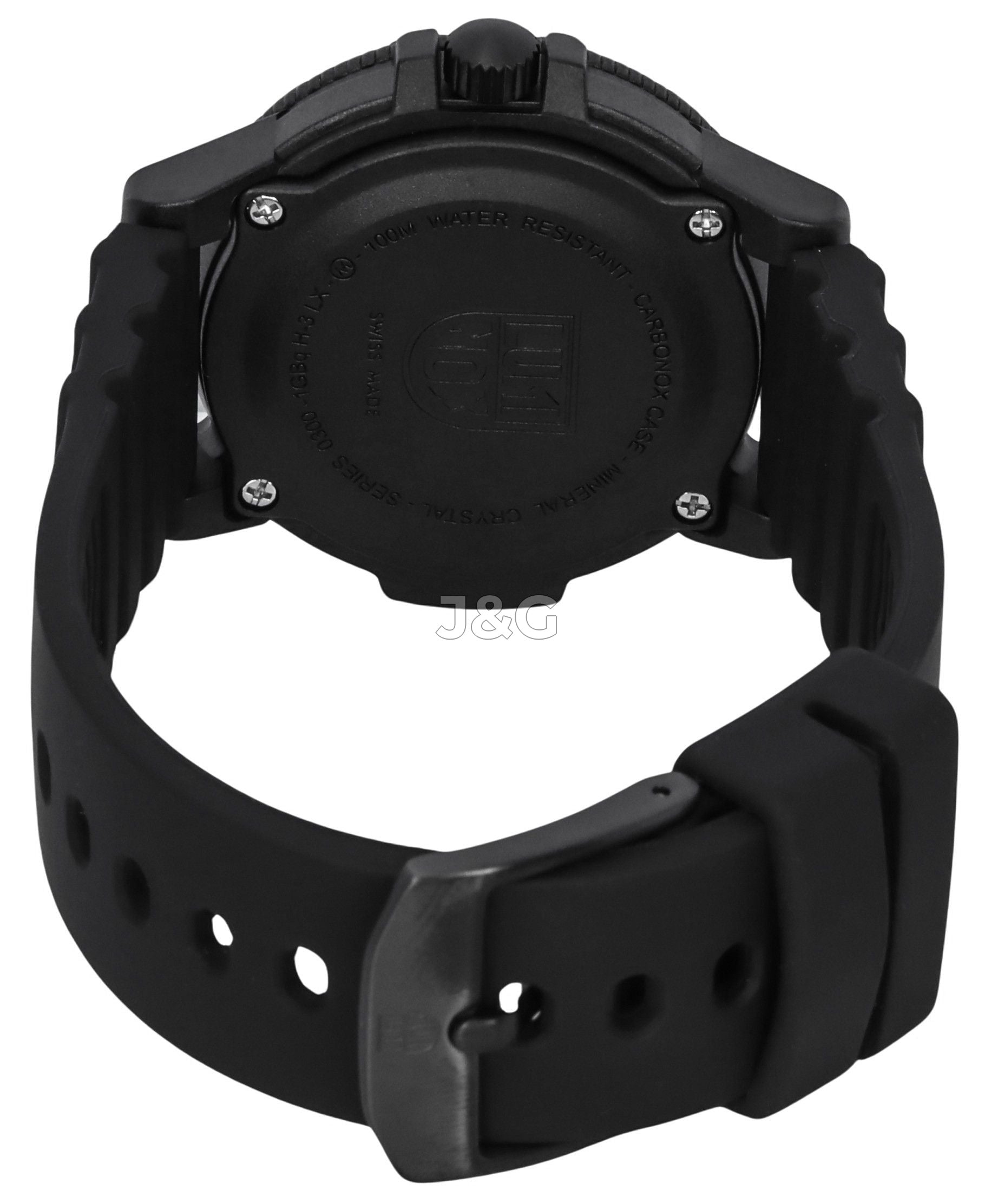 Luminox Sea Leatherback Turtle Quartz movement Black Silicone Male XS.0301.BO.L. A brand-new Luminox Sea watch featuring a Black dial and a Silicone strap. Angled view. - view 3