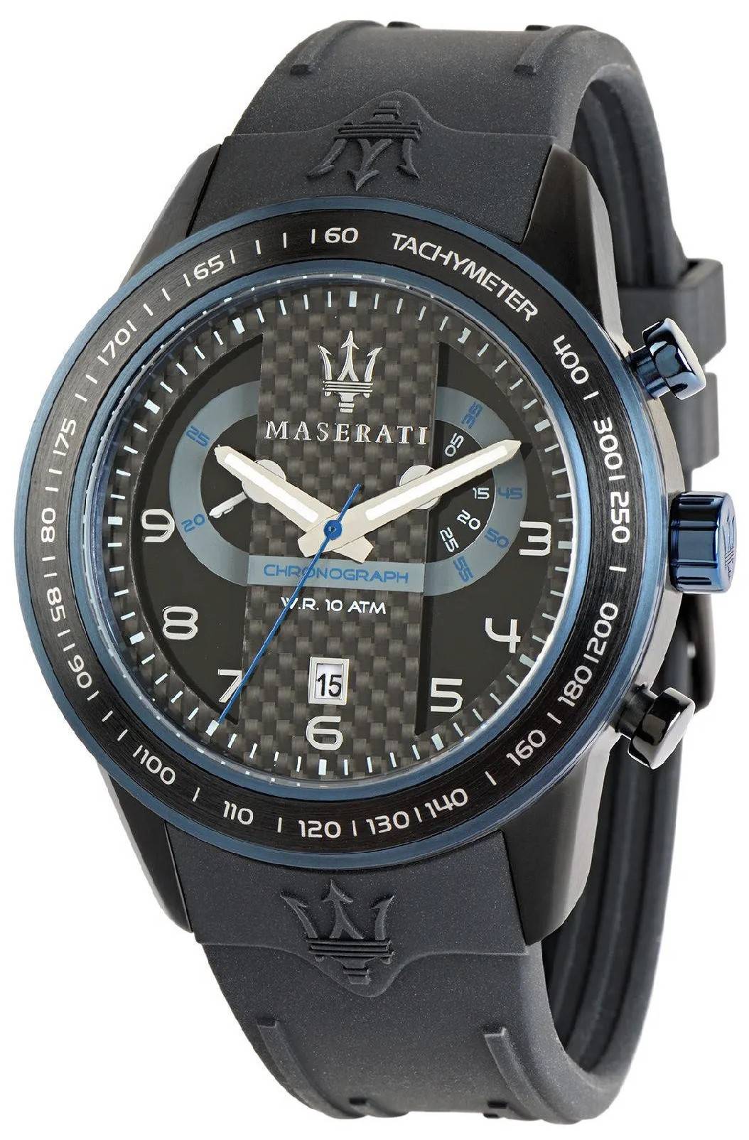 Maserati Corsa R8871610002 Quartz Stainless Steel. A brand-new Maserati watch featuring a Rubber strap. Angled view.