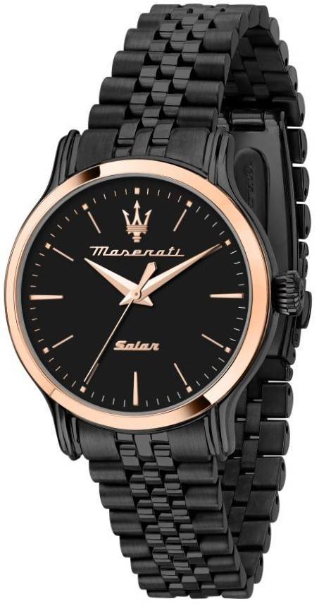Maserati Epoca Stainless Steel Black Dial Solar R8853118518. A brand-new Maserati Epoca watch featuring a Black dial and a Stainless steel strap. Front view.