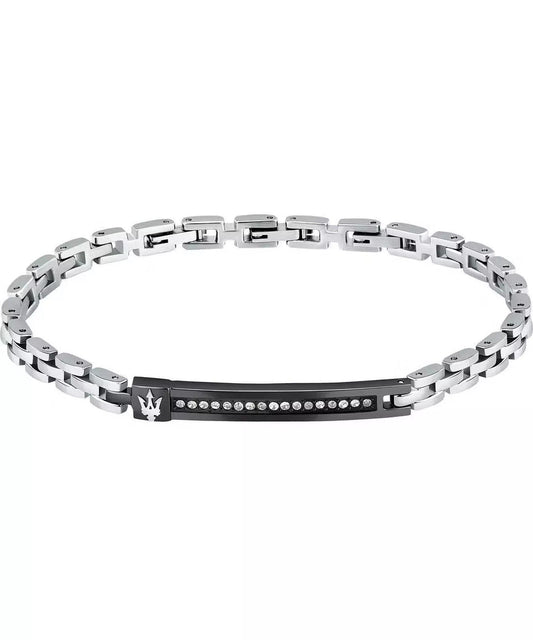 Maserati Iconic Steel Bracelet With Synthetic Stone. A brand-new Maserati Accessories watch featuring a Stainless steel strap. Side view.