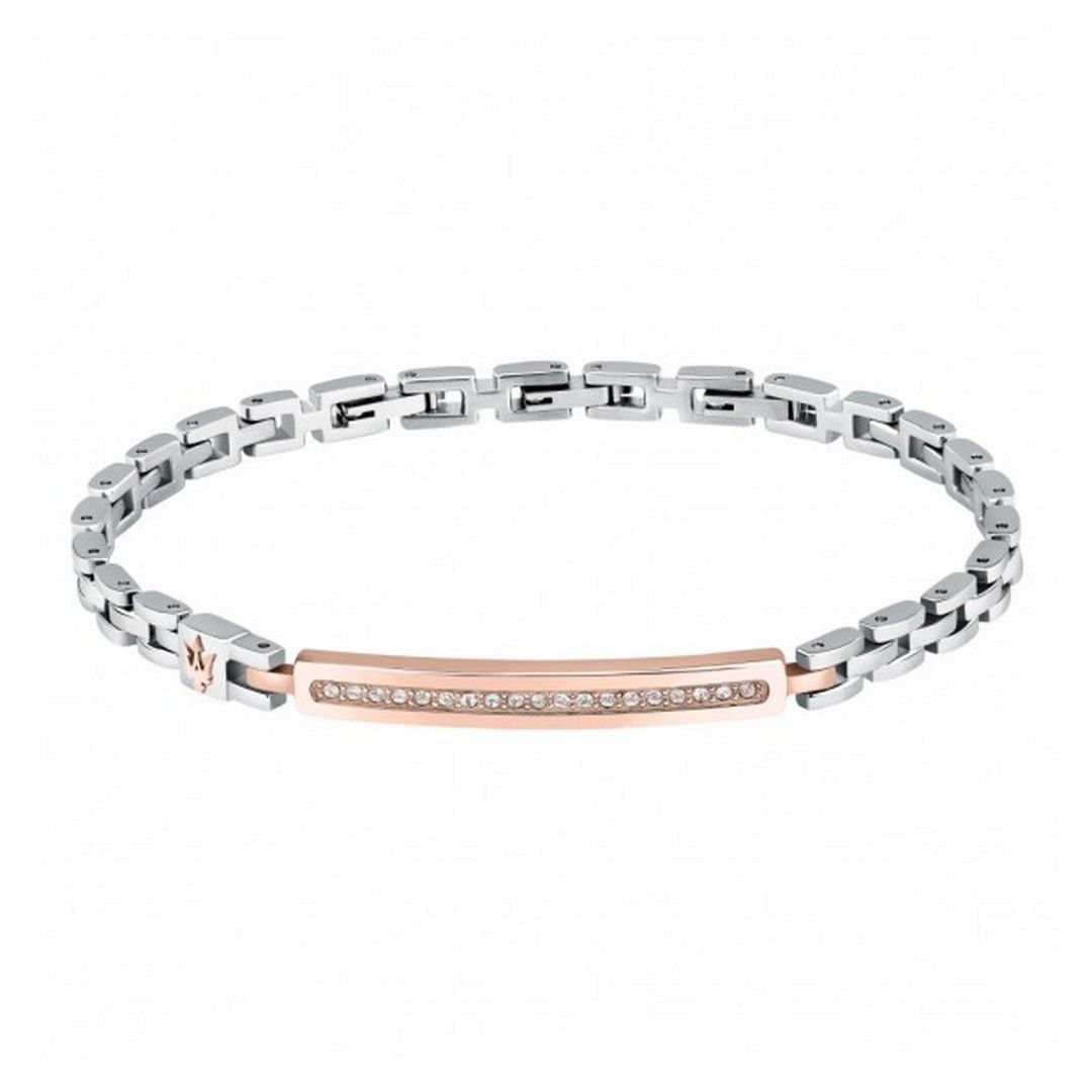 Maserati Iconic Two Tone Steel Bracelet JM424AVD59 For Men. A brand-new Maserati Accessories watch featuring a Stainless steel strap. Side view.