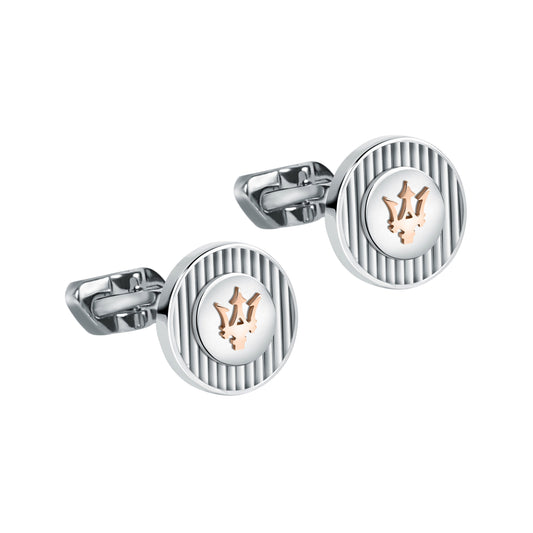 Maserati Jewels Stainless Steel Cufflinks JM121ATK14 For Men. A brand-new Maserati watch. Side view.