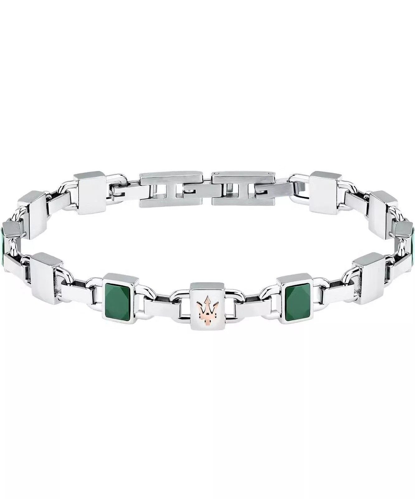 Maserati Steel And Ceramic Bracelet JM424ATZ43 For Men. A brand-new Maserati Accessories watch featuring a Stainless steel strap. Angled view.