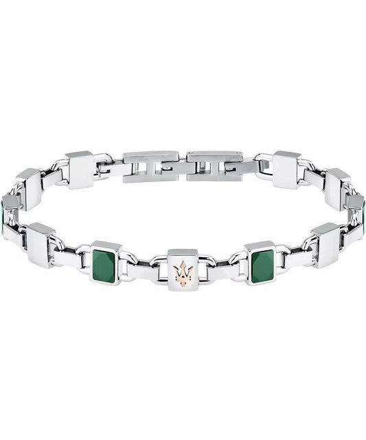 Maserati Steel And Ceramic Bracelet JM424ATZ43 For Men. A brand-new Maserati Accessories watch featuring a Stainless steel strap. Angled view.