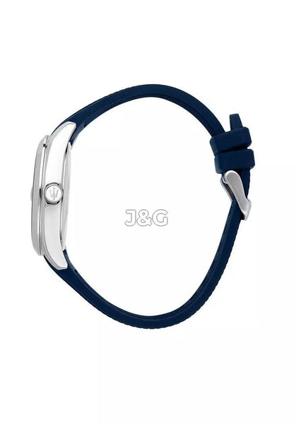 Maserati Attrazione Quartz movement Blue Rubber Male R8851151005-. A brand-new Maserati Attrazione watch featuring a Blue dial and a Rubber strap. Side view. - view 4