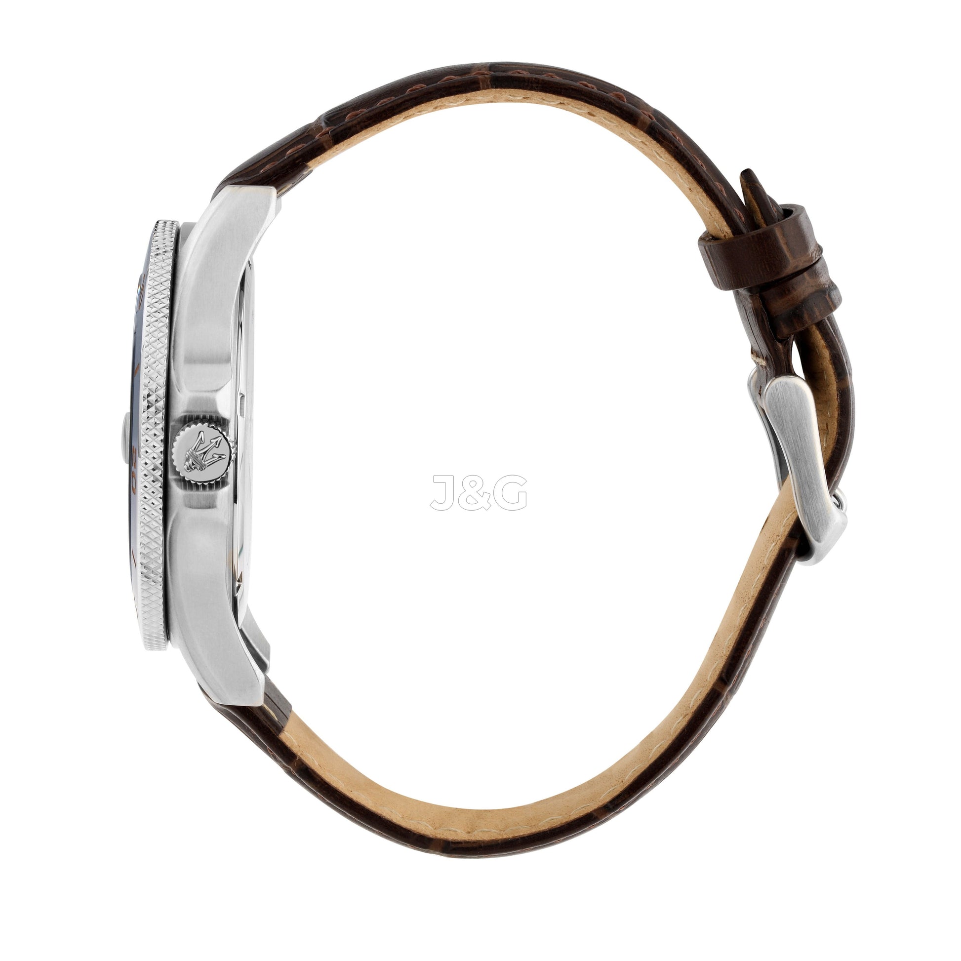 Maserati Competizione Date display Blue Leather Male R8851100004-. A brand-new Maserati Competizione watch featuring a Blue dial and a Leather strap. Angled view. - view 2