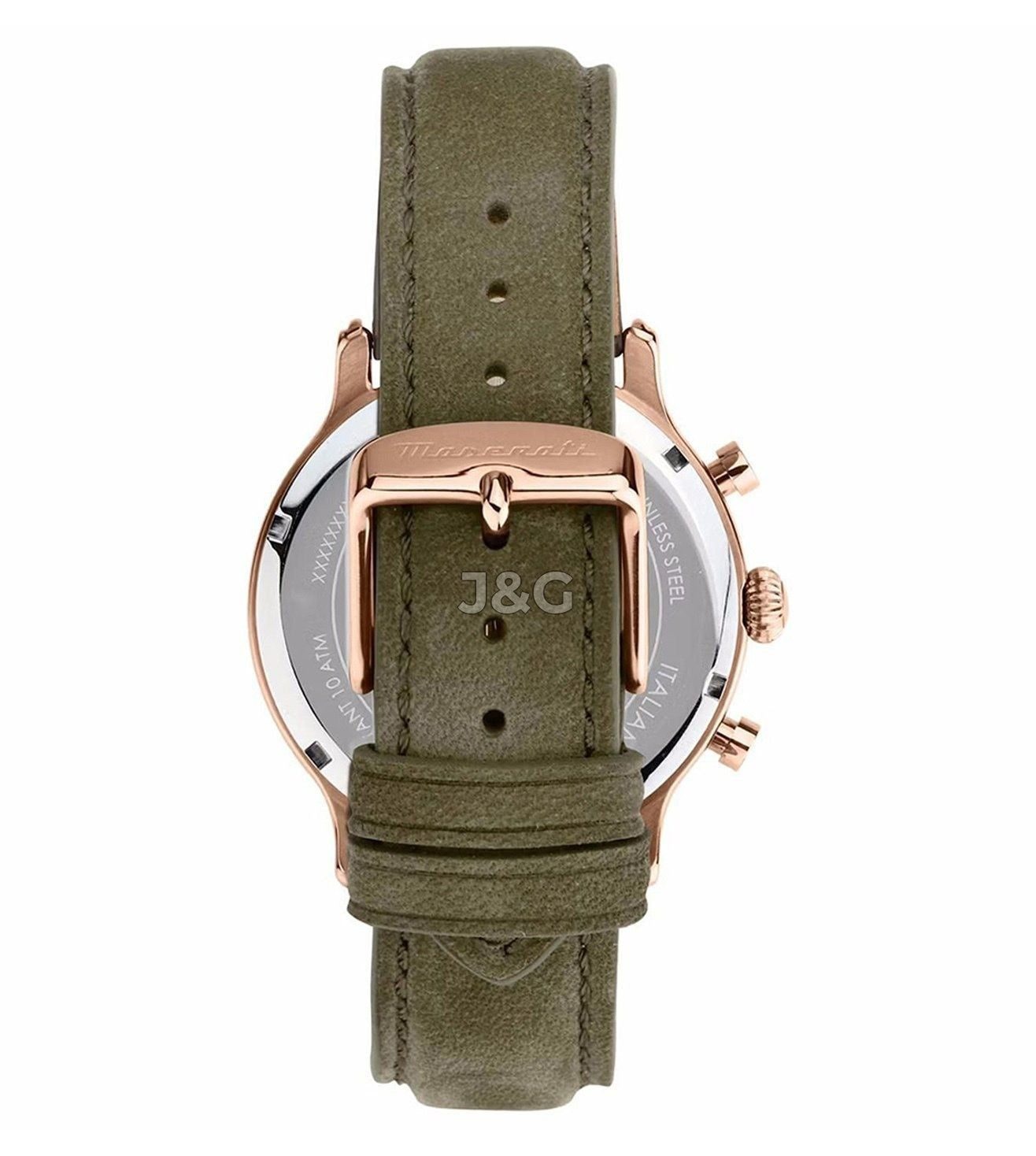 Maserati Epoca Luminous hands Beige Leather Male R8871633007-. A brand-new Maserati Epoca watch featuring a Beige dial and a Leather strap. Side view. - view 2