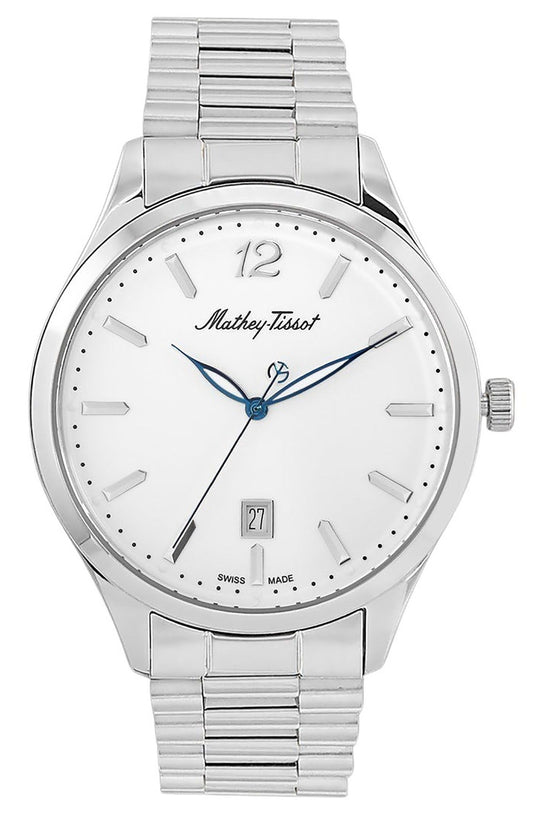 Mathey-Tissot Urban Metal White Dial Quartz H411MAI. A brand-new Mathey-Tissot Urban watch featuring a White dial and a Stainless steel strap. Front view.