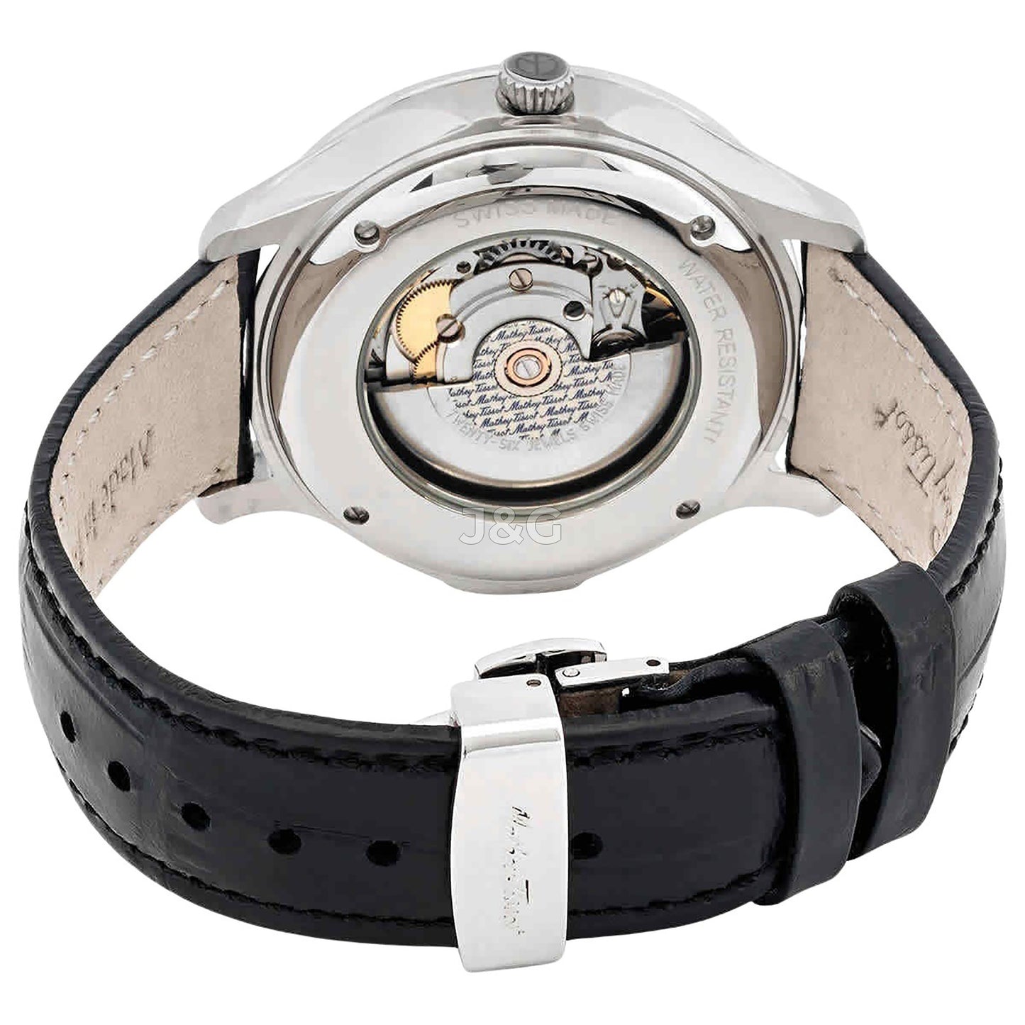 Mathey-Tissot Automatic movement Black Leather Male MC1886CNA.-.MT. A brand-new Mathey-Tissot watch featuring a Black dial and a Leather strap. Side view. - view 3