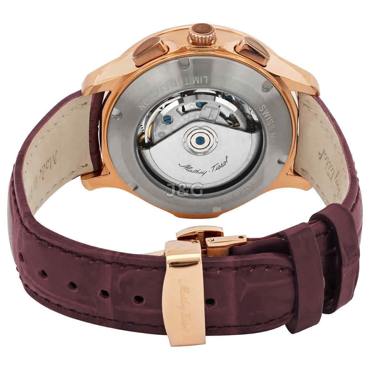 Mathey-Tissot Automatic movement Purple Leather Male H1886CHATPR.-.MT. A brand-new Mathey-Tissot watch featuring a Purple dial and a Leather strap. Front view. - view 3