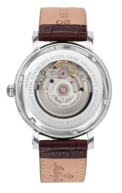 Mathey-Tissot City Automatic movement White Leather Male HB611251ATABR.-.MT. A brand-new Mathey-Tissot City watch featuring a White dial and a Leather strap. Angled view. - view 2