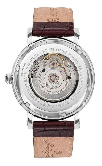 Mathey-Tissot City Automatic movement White Leather Male HB611251ATPBR.-.MT. A brand-new Mathey-Tissot City watch featuring a White dial and a Leather strap. Side view. - view 2