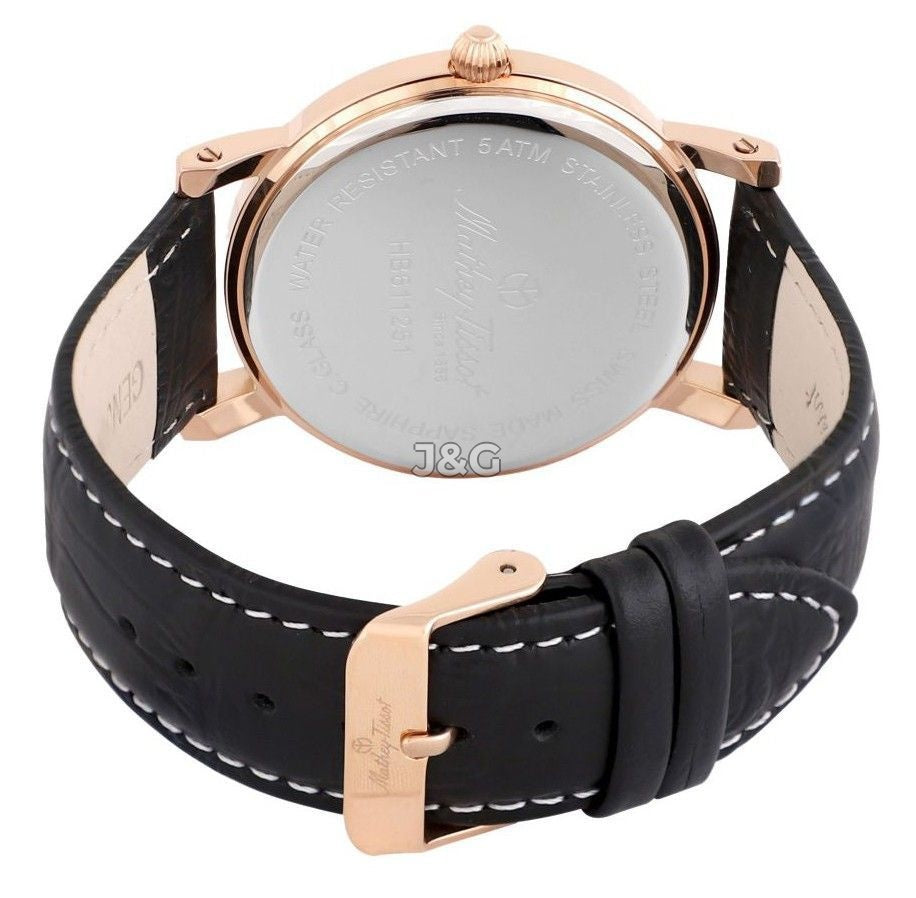 Mathey-Tissot City Date display Black Leather Male HB611251PN.-.MT. A brand-new Mathey-Tissot City watch featuring a Black dial and a Leather strap. Front view. - view 3