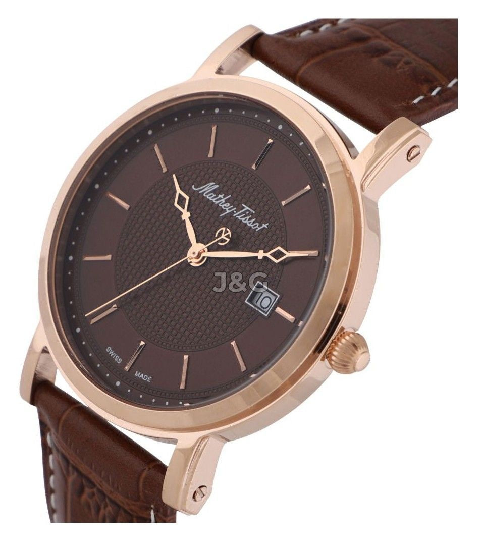 Mathey-Tissot City Date display Blue Leather Male HB611251PM.-.MT. A brand-new Mathey-Tissot City watch featuring a Blue dial and a Leather strap. Side view. - view 2