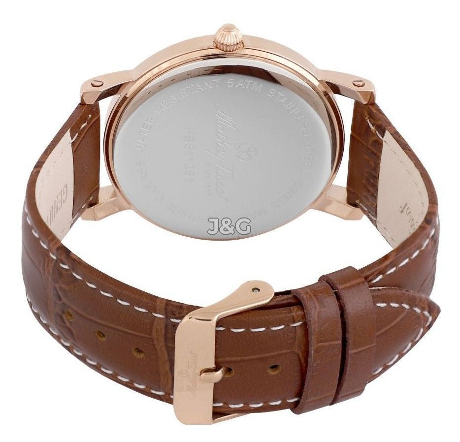 Mathey-Tissot City Date display Blue Leather Male HB611251PM.-.MT. A brand-new Mathey-Tissot City watch featuring a Blue dial and a Leather strap. Side view. - view 3