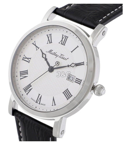 Mathey-Tissot City Date display White Leather Male HB611251ABR.-.MT. A brand-new Mathey-Tissot City watch featuring a White dial and a Leather strap. Side view. - view 2