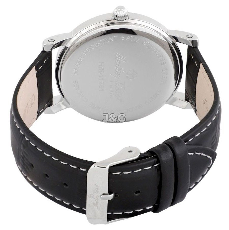 Mathey-Tissot City Date display White Leather Male HB611251ABR.-.MT. A brand-new Mathey-Tissot City watch featuring a White dial and a Leather strap. Side view. - view 4