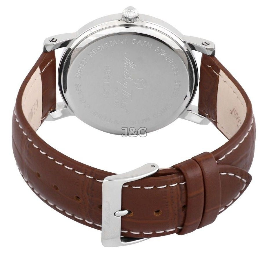 Mathey-Tissot City Date display White Leather Male HB611251AG.-.MT. A brand-new Mathey-Tissot City watch featuring a White dial and a Leather strap. Side view. - view 4