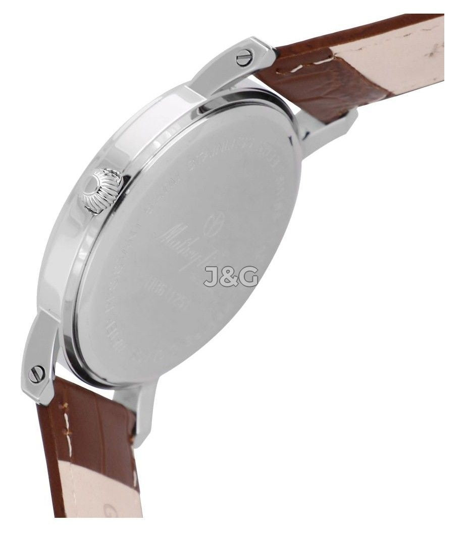 Mathey-Tissot City Date display White Leather Male HB611251AI.-.MT. A brand-new Mathey-Tissot City watch featuring a White dial and a Leather strap. Side view. - view 3