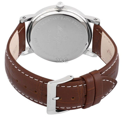 Mathey-Tissot City Date display White Leather Male HB611251AI.-.MT. A brand-new Mathey-Tissot City watch featuring a White dial and a Leather strap. Side view. - view 4