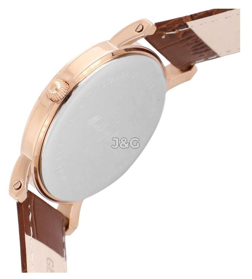 Mathey-Tissot City Date display White Leather Male HB611251PBR.-.MT. A brand-new Mathey-Tissot City watch featuring a White dial and a Leather strap. Side view. - view 3