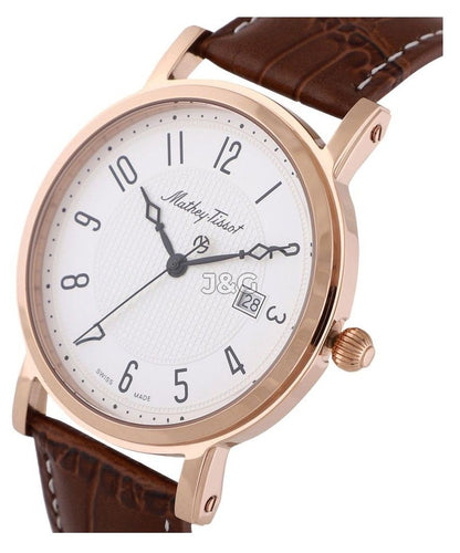 Mathey-Tissot City Date display White Leather Male HB611251PG.-.MT. A brand-new Mathey-Tissot City watch featuring a White dial and a Leather strap. Front view. - view 2