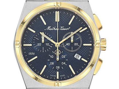 Mathey-Tissot Date display Blue Stainless steel Male H118CHBBU.-.MT. A brand-new Mathey-Tissot watch featuring a Blue dial and a Stainless steel strap. Front view. - view 2