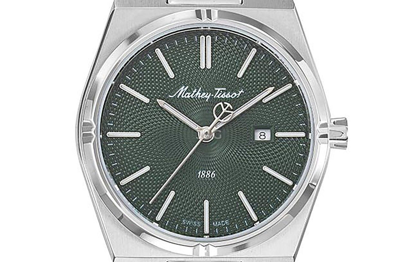 Mathey-Tissot Date display Green Stainless steel Female D118AV.-.MT. A brand-new Mathey-Tissot watch featuring a Green dial and a Stainless steel strap. Front view. - view 2